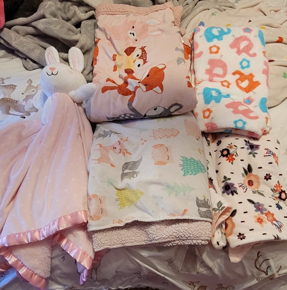 Cozy Pink and White Animal Print Baby Blanket